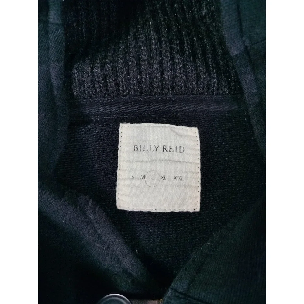 Billy Reid Sweatshirt Mens Large Gray Fleece Mock Neck Pullover Elbow Patch